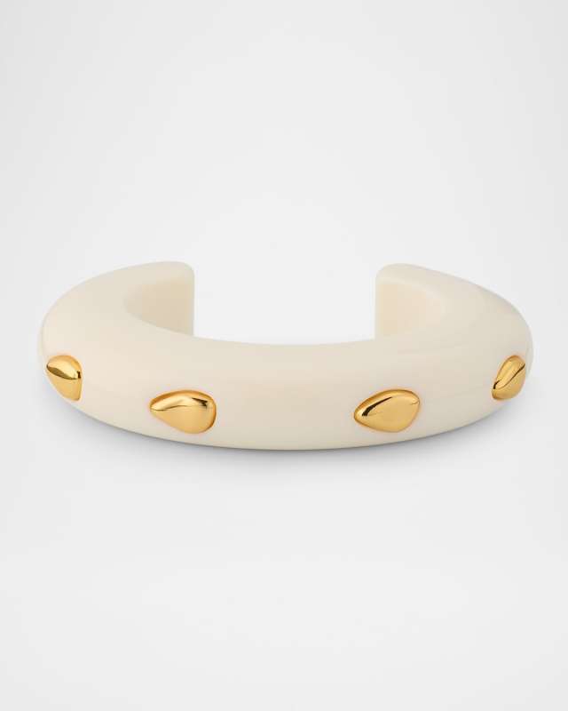 Ridge Cuff Bracelet in Alabaster and Gold Stud